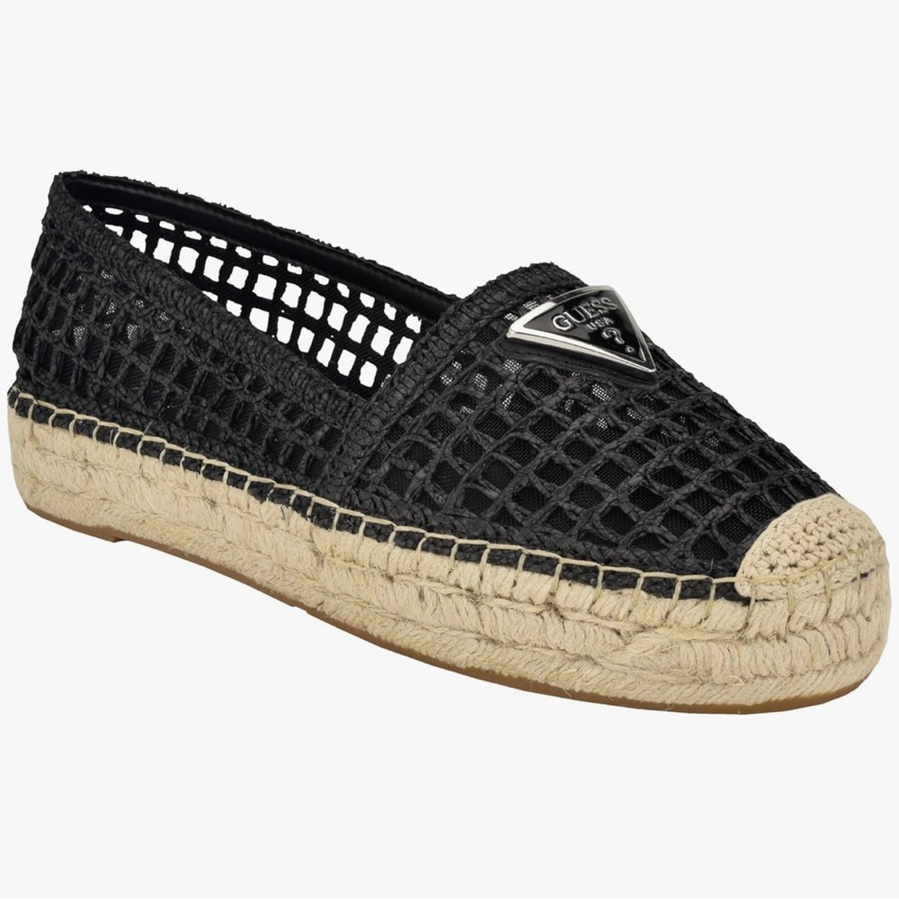 Guess Black Woven Espadrille Shoes